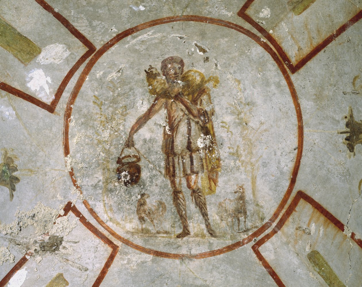 Ceiling of the Chapel of the Good Shepherd, Catacombs San Callisto, Rome by Roman