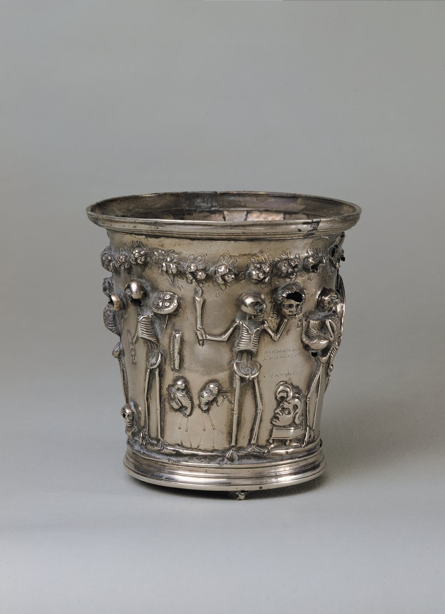 Goblet Embossed with Skeletons Holding Masks, from the Boscoreale Treasure by Roman