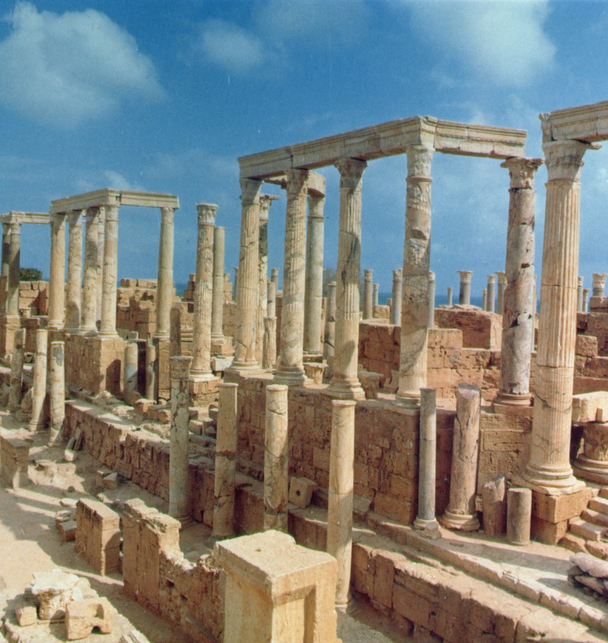 Limestone columns from the theatre by Roman