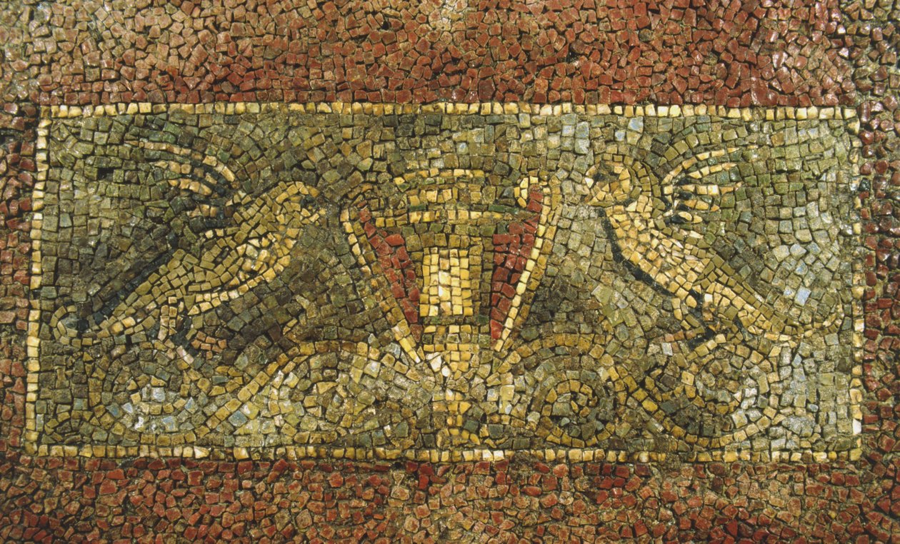 Mosaic from an Ancient Building Below the Barracks of the Cuirassiers at the Quirinale, Rome by Roman