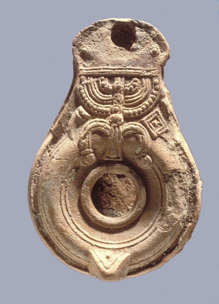 Oil Lamp Decorated with Jewish Symbols by Roman
