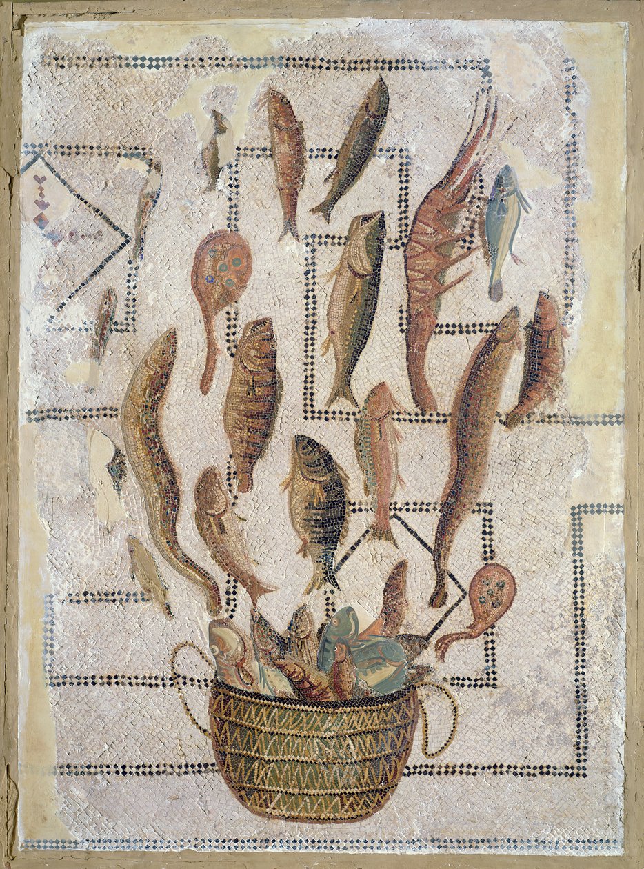 Pavement Depicting Fish Escaping from a Basket, from Sousse by Roman