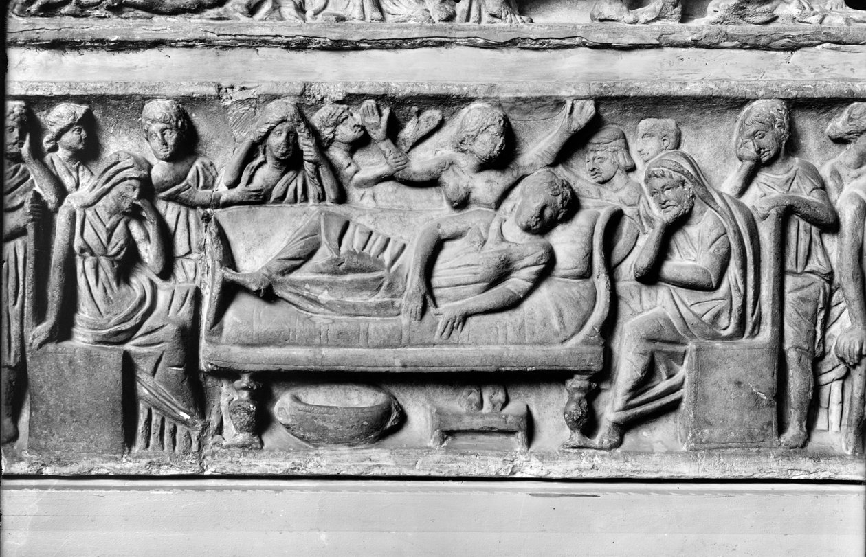 Relief Depicting the Deceased Surrounded by Parents and Friends, Detail from the Sarcophagus of the Conclamation by Roman