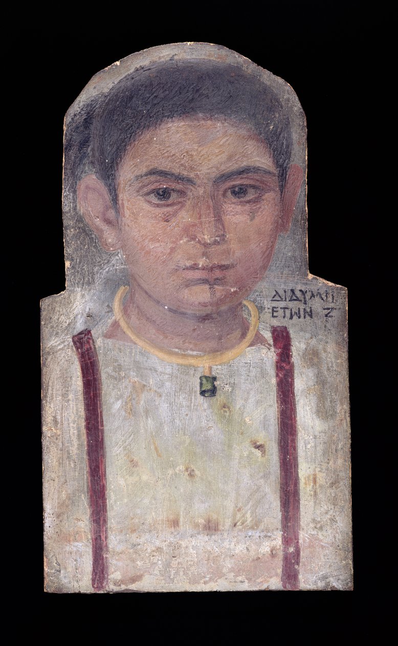 Mummy portrait of a young girl, inscribed 