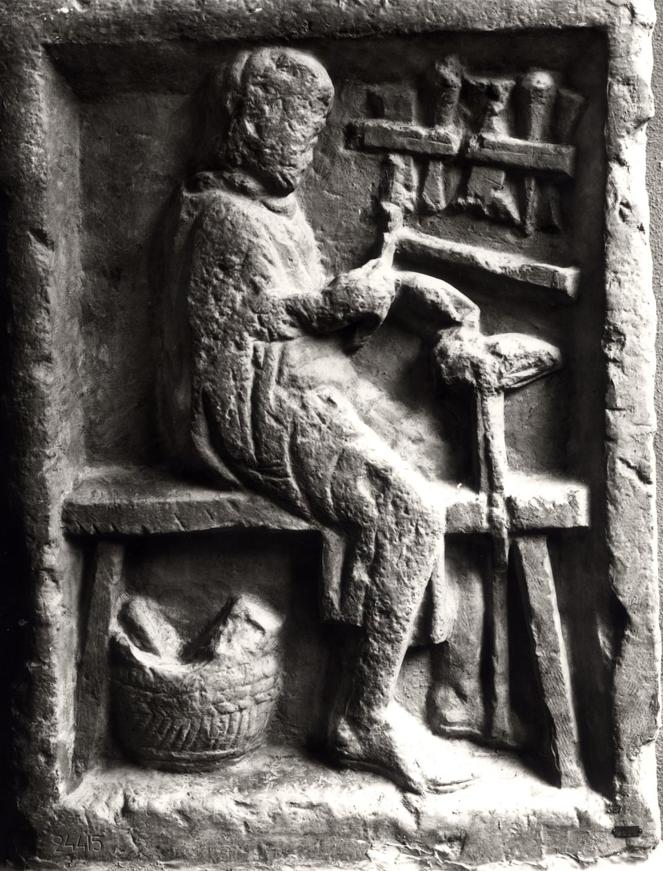 Shoemaker at work, relief from a Roman sepulchre by Roman Roman