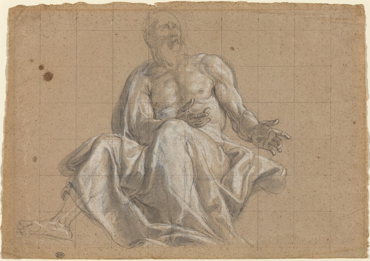 An Elderly Man in Classical Drapery by Roman 18th Century