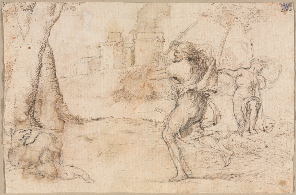 Romulus and Remus Found by Faustulus (recto) by Romanino