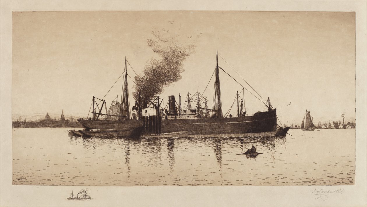 Untitled (Steamship in Boston Harbor) by Rominer Lovewell