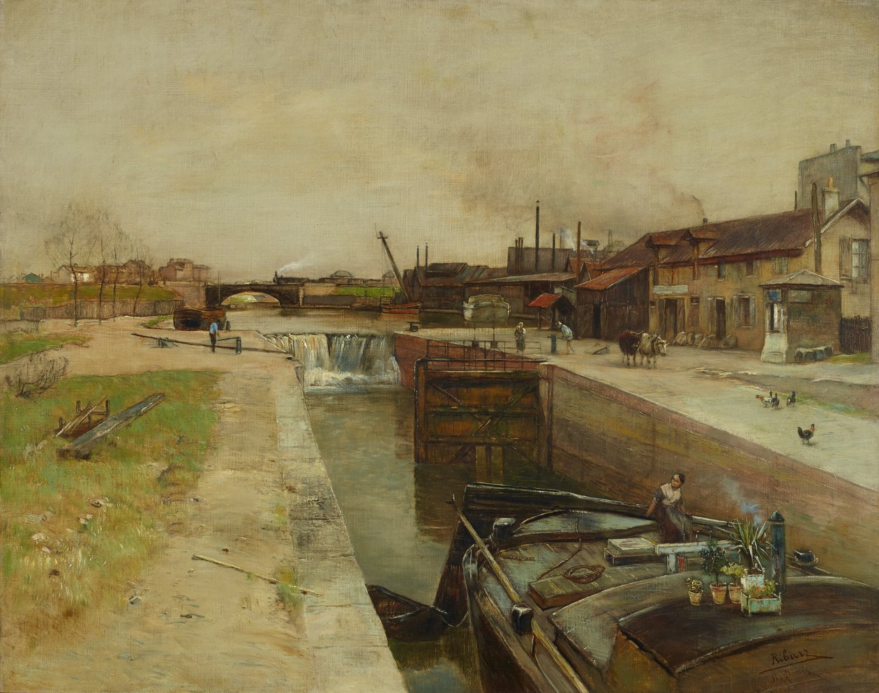 Lock on the Canal of St. Denis by Rudolf Ribarz