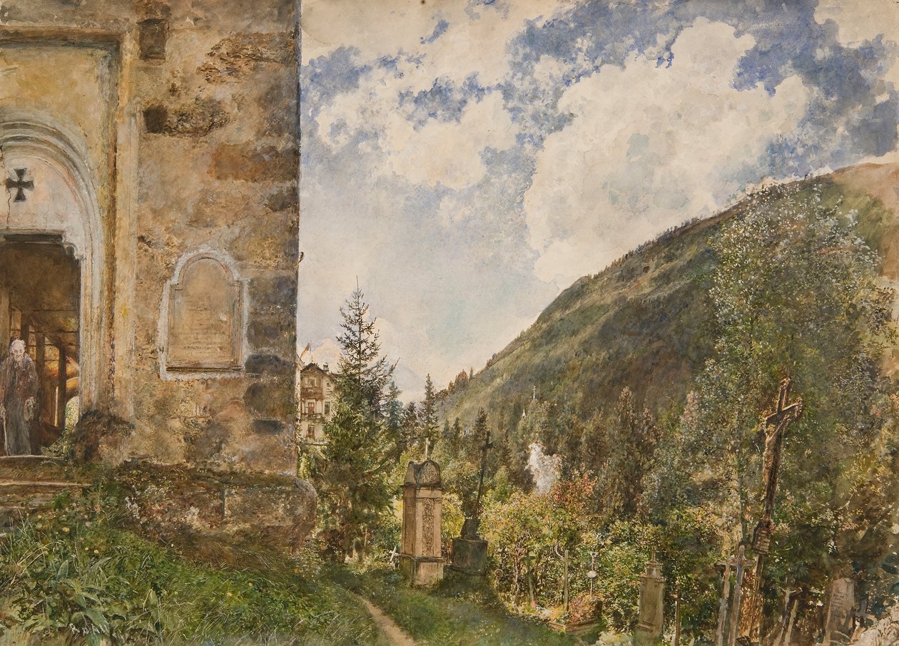 The Cemetery in Gastein by Rudolf von Alt