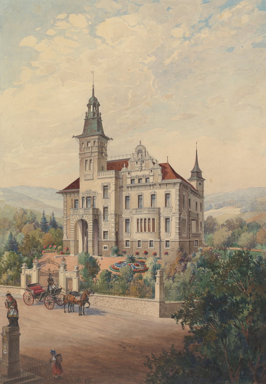 View of a Swiss Villa by Rudolf von Alt