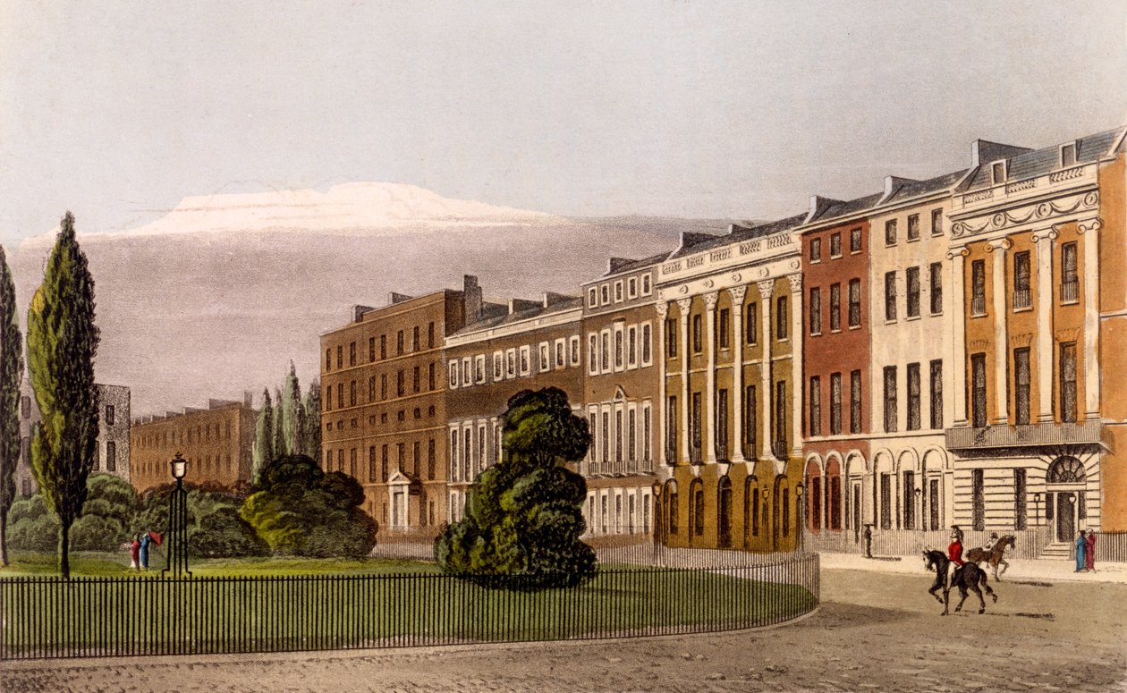 View of Portman Square, North Side, 1816 by Rudolph Ackermann