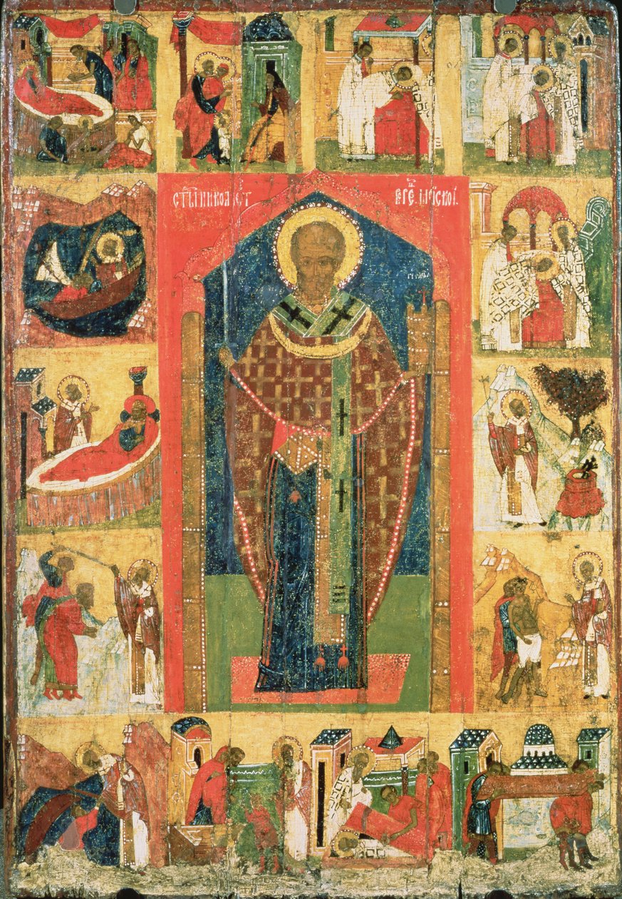 St. Nicholas of Moshajsk with Scenes from His Life by Russian School