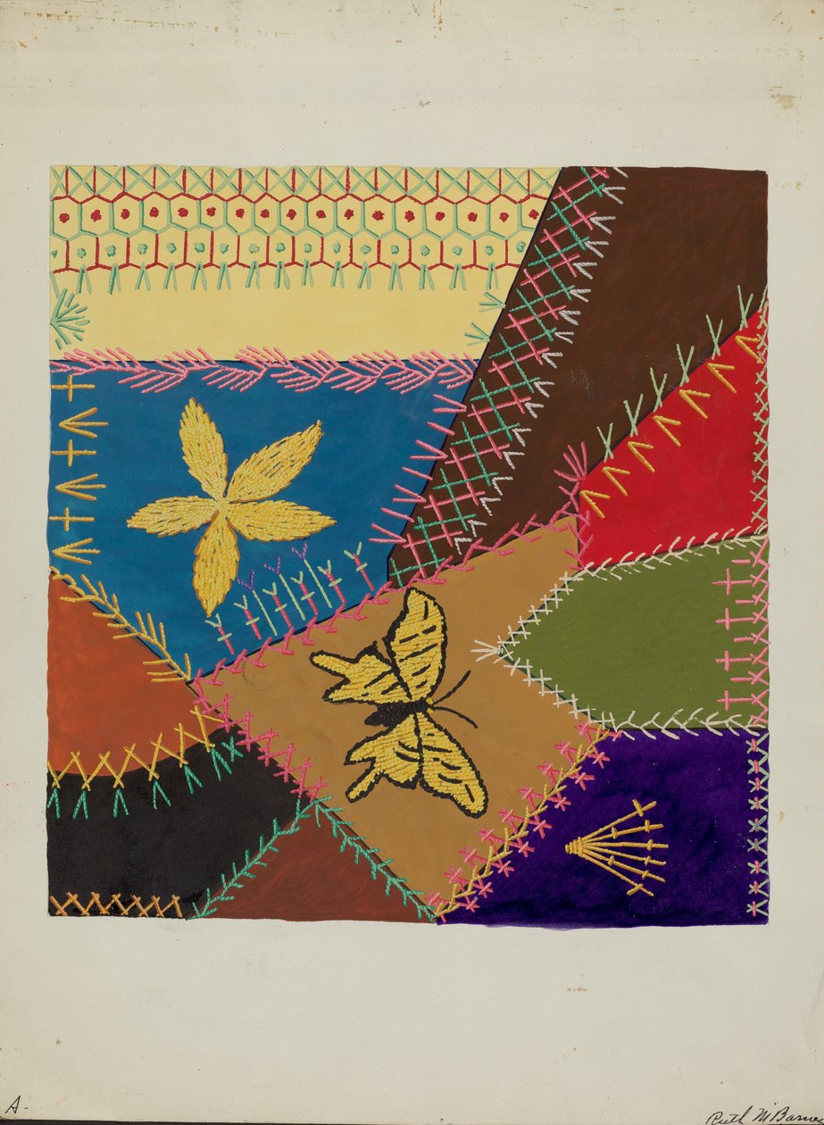 Crazy Quilt Section by Ruth M Barnes