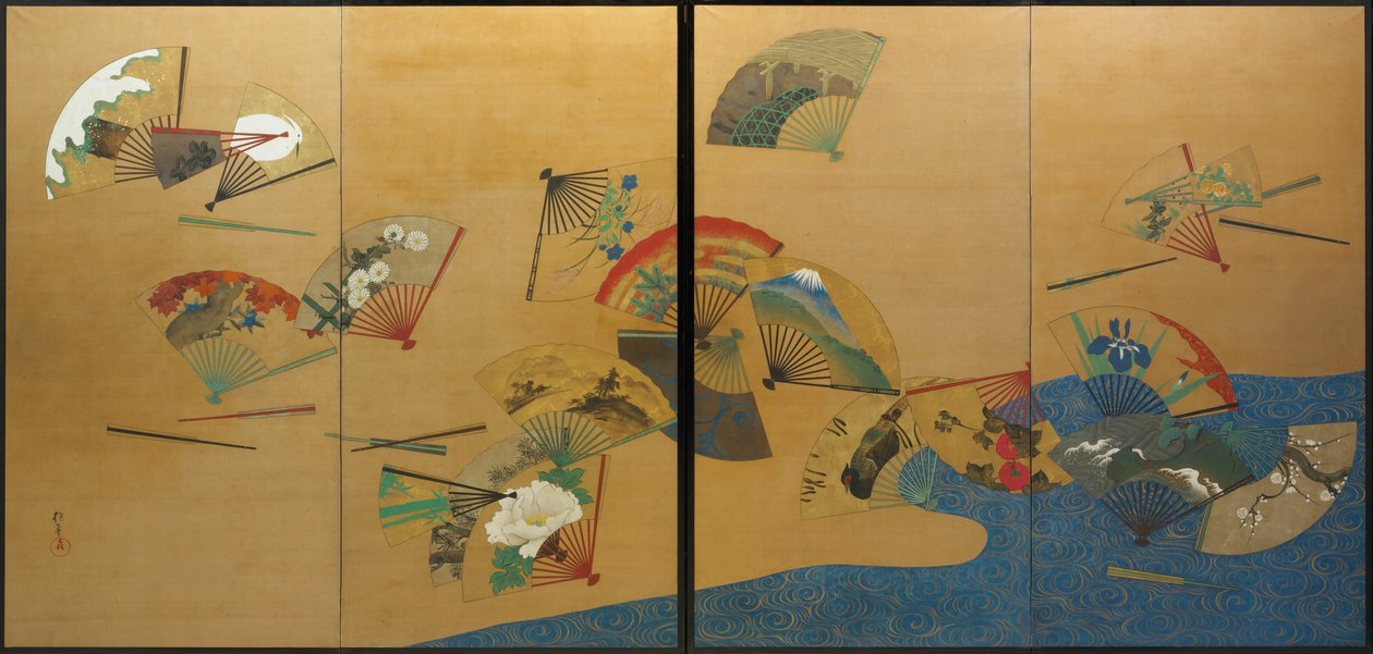 Fans and Stream by Sakai Hoitsu