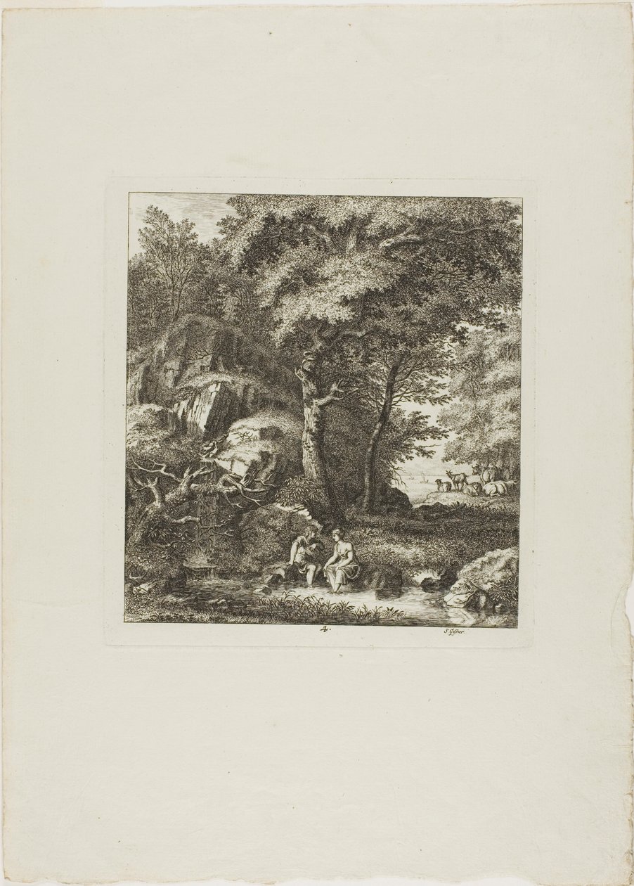 Couple Seated in a Glade by Salomon Gessner