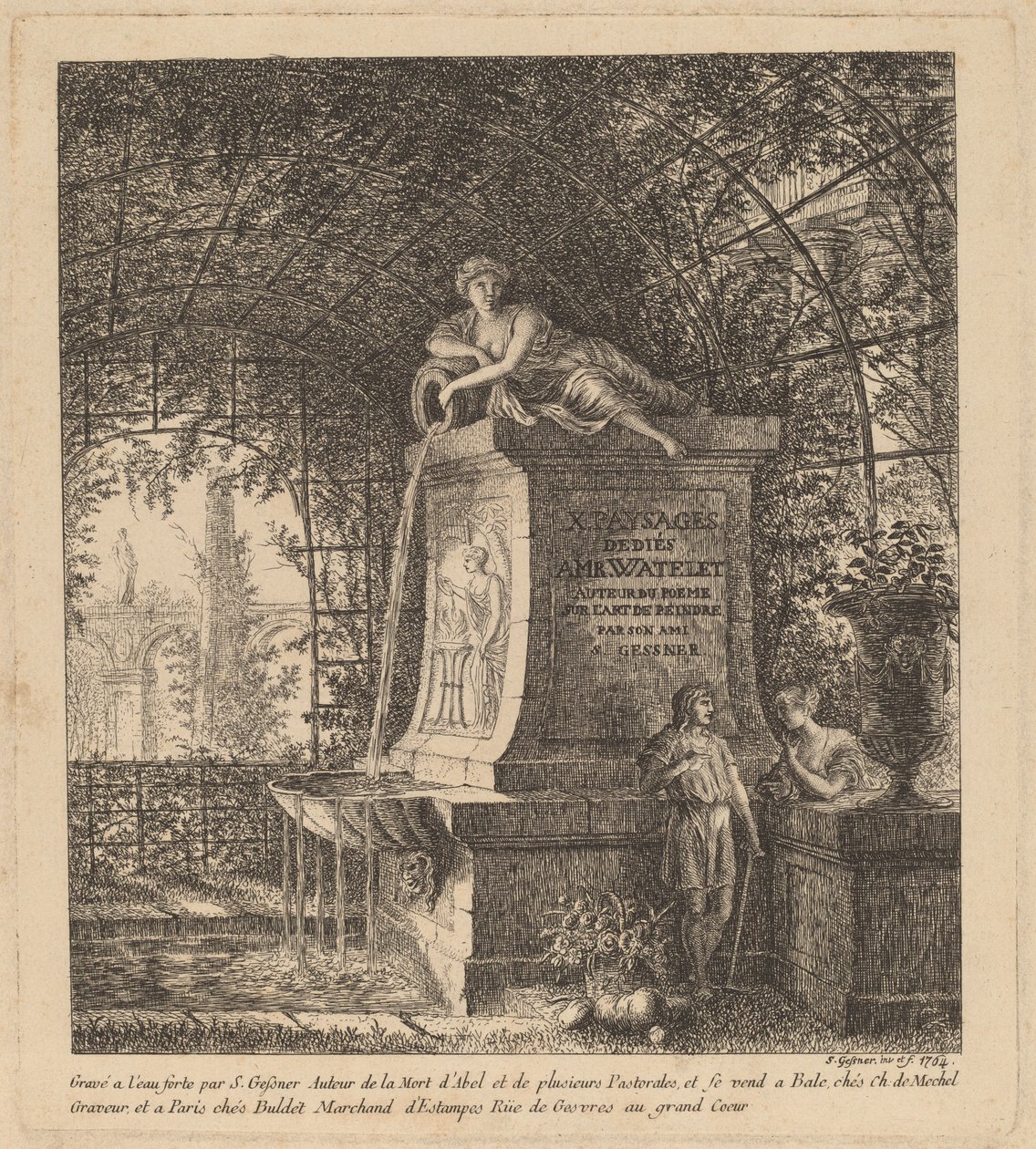 Fountain in a Summerhouse by Salomon Gessner