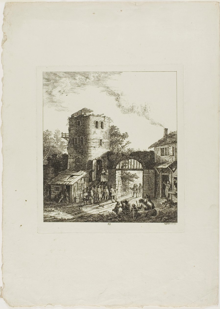 Procession through a Rustic Gate by Salomon Gessner