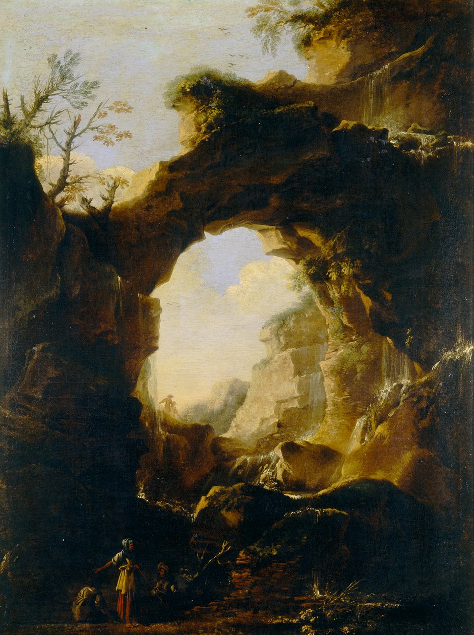 Landscape with Arch and Waterfalls by Salvator Rosa
