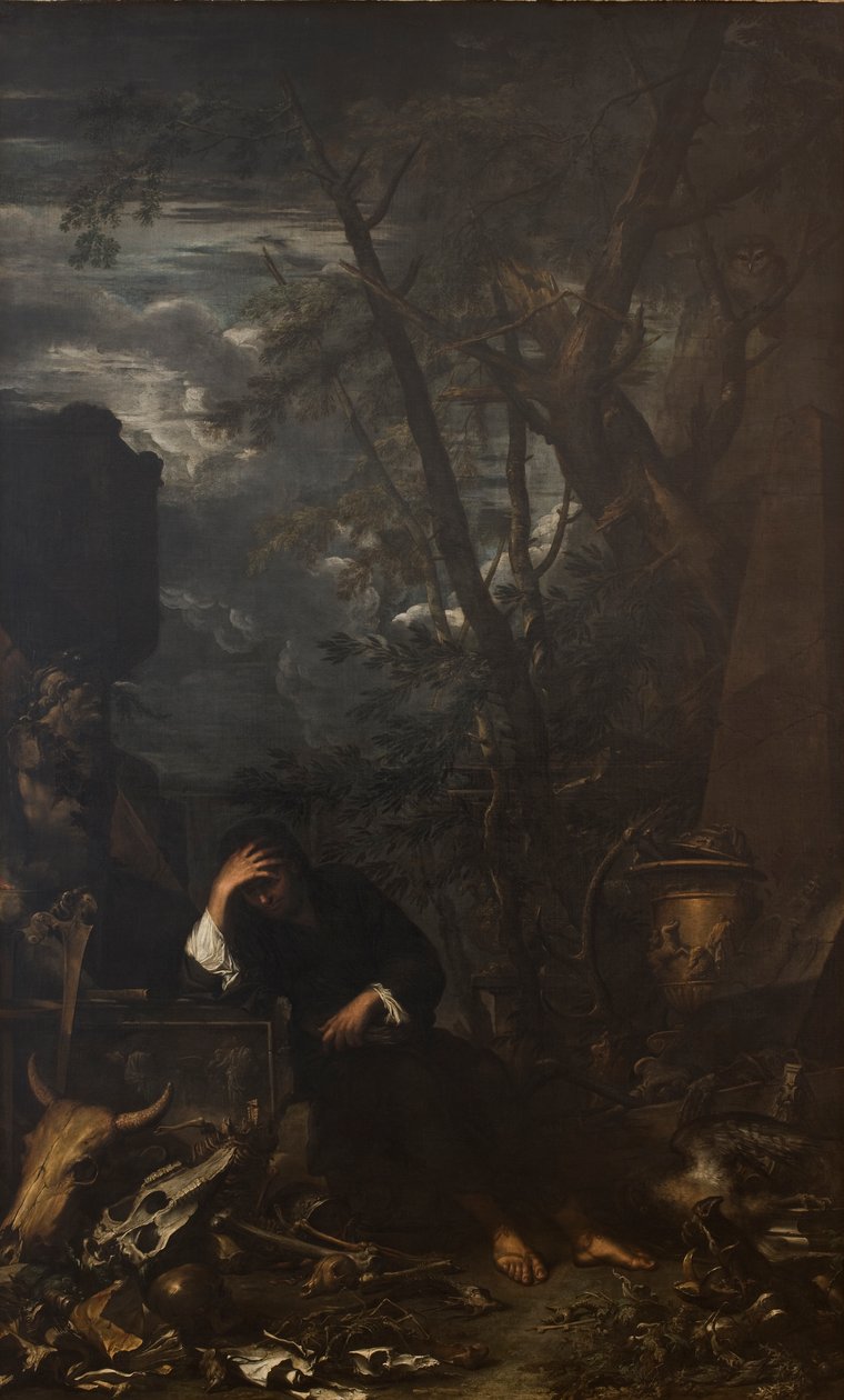 Demokritus in Meditation by Salvator Rosa
