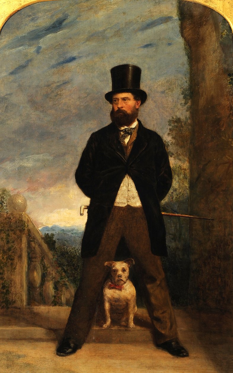 Self-Portrait with His Dog, Madame Sacchi by Samuel Bough