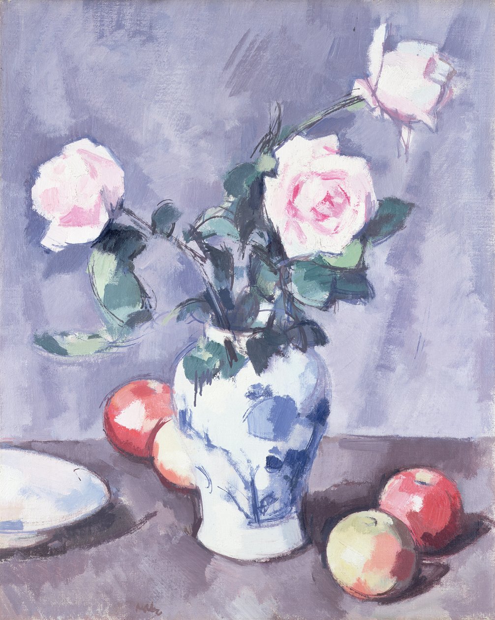 Still Life of Roses in a Blue and White Vase by Samuel John Peploe