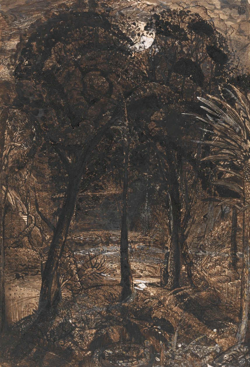 A Moonlit Scene with a Winding River by Samuel Palmer