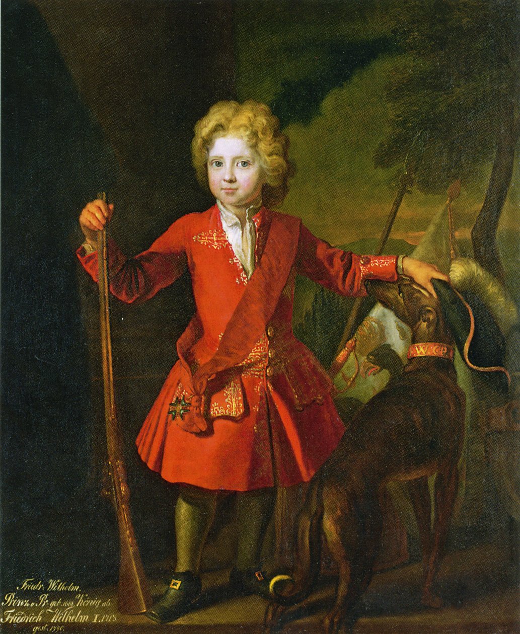 Friedrich Wilhelm I of Prussia as a Child in a Red Hunting Coat and Wearing on a Sash the Order of the Black Eagle by Samuel Theodor Gericke