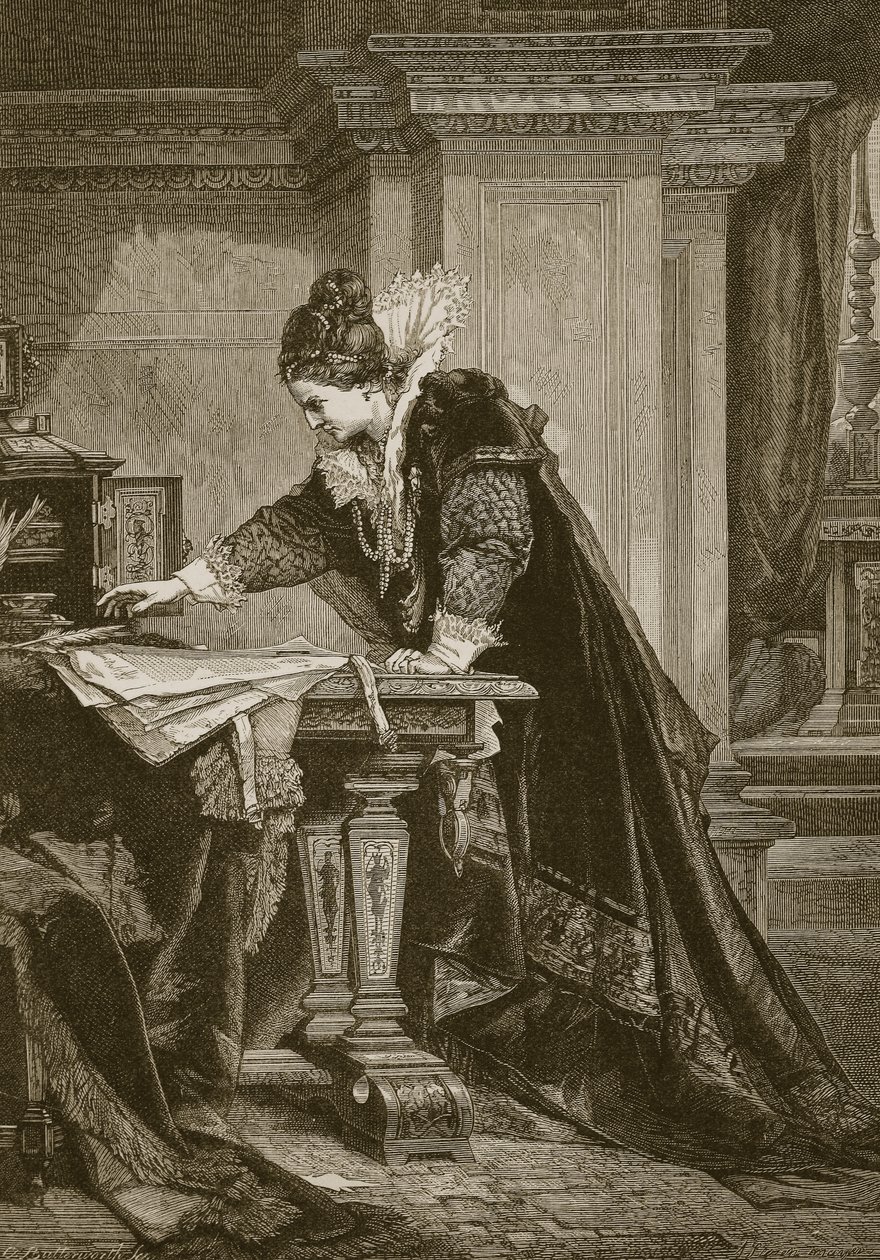 Queen Elizabeth Signing the Death Warrant of Mary Queen of Scots, Engraved by C. Butterworth by Sandor Liezen Meyer