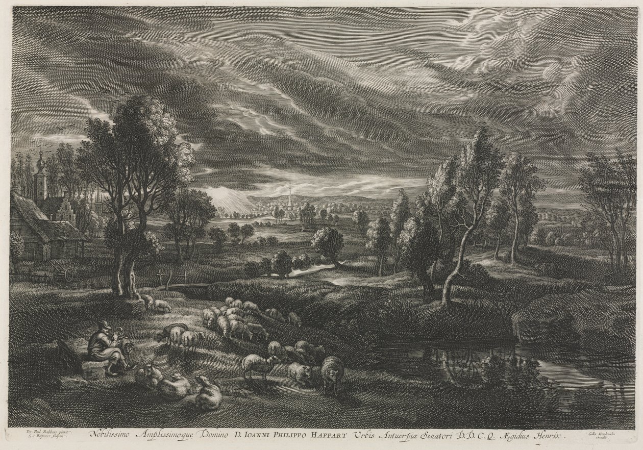 Landscape with Shepherd Playing a Flute by Schelte Adams Bolswert