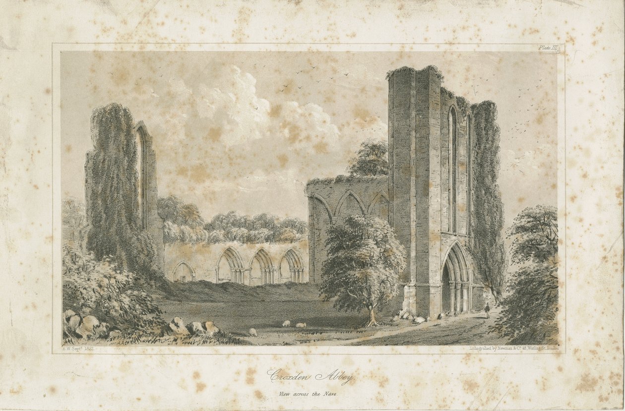 Croxden Abbey: Lithograph by School English