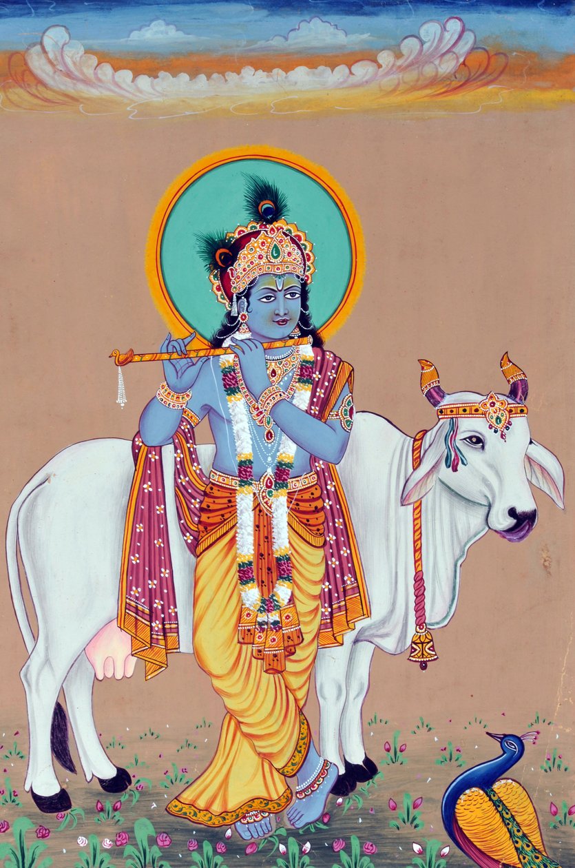 Miniature Painting of God Krishna by School Indian