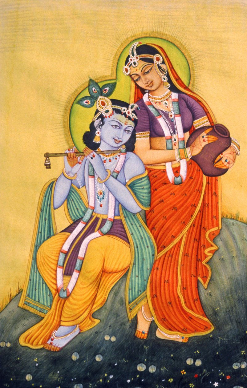 Miniature Painting of Radha Krishna by School Indian