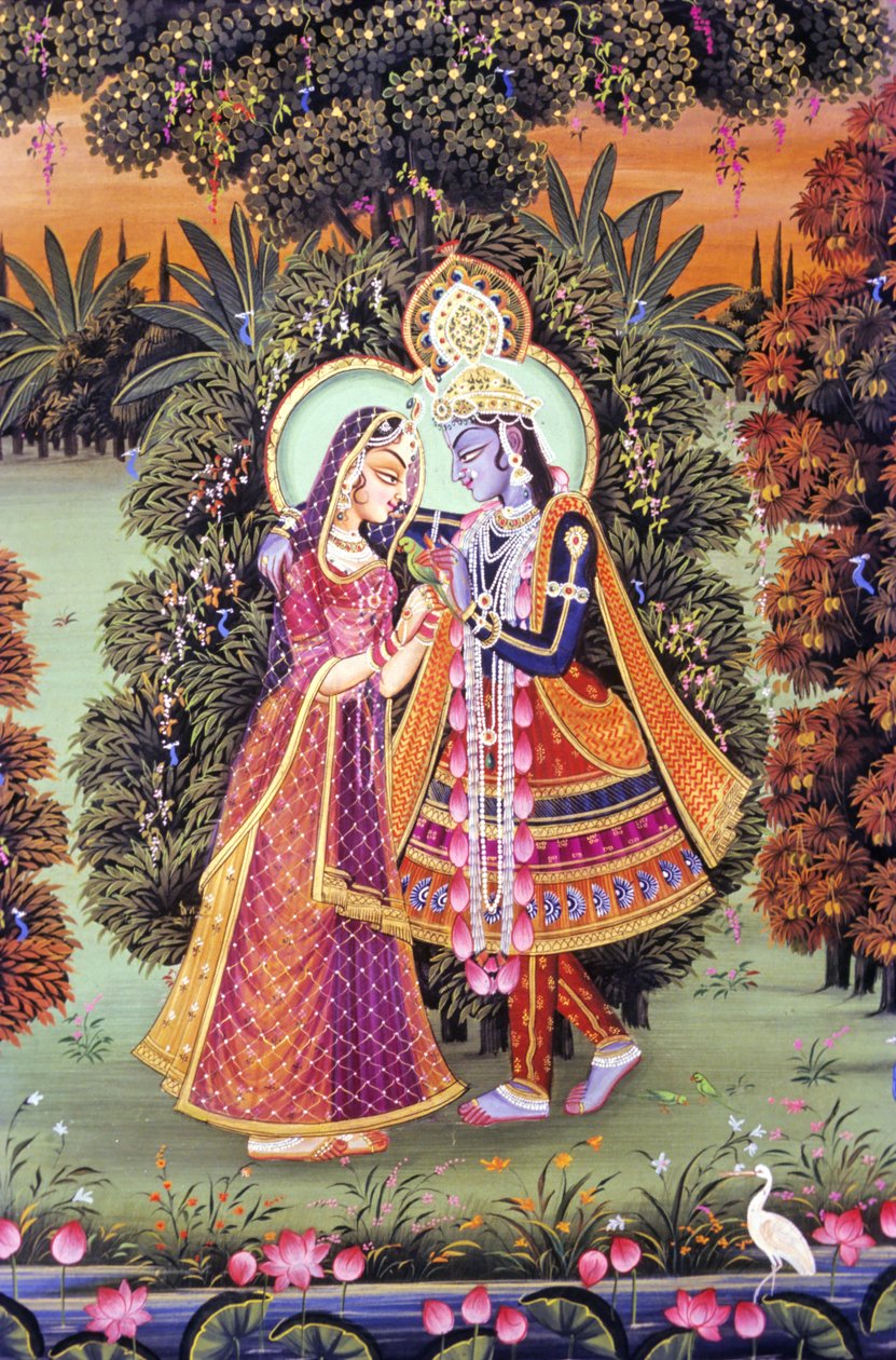 Miniature Painting of Radha Krishna by School Indian
