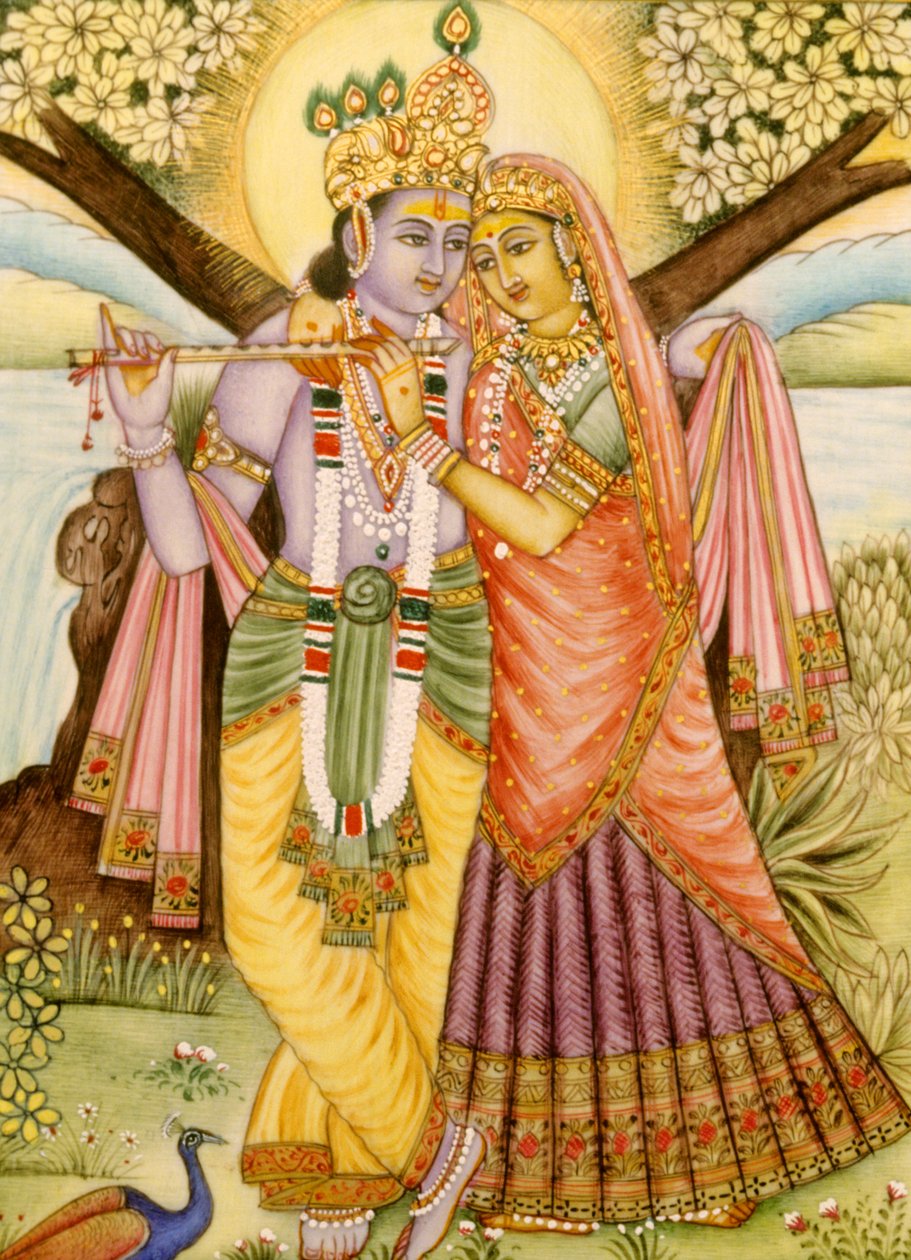 Radha Krishna Miniature Painting on Ivory by School Indian