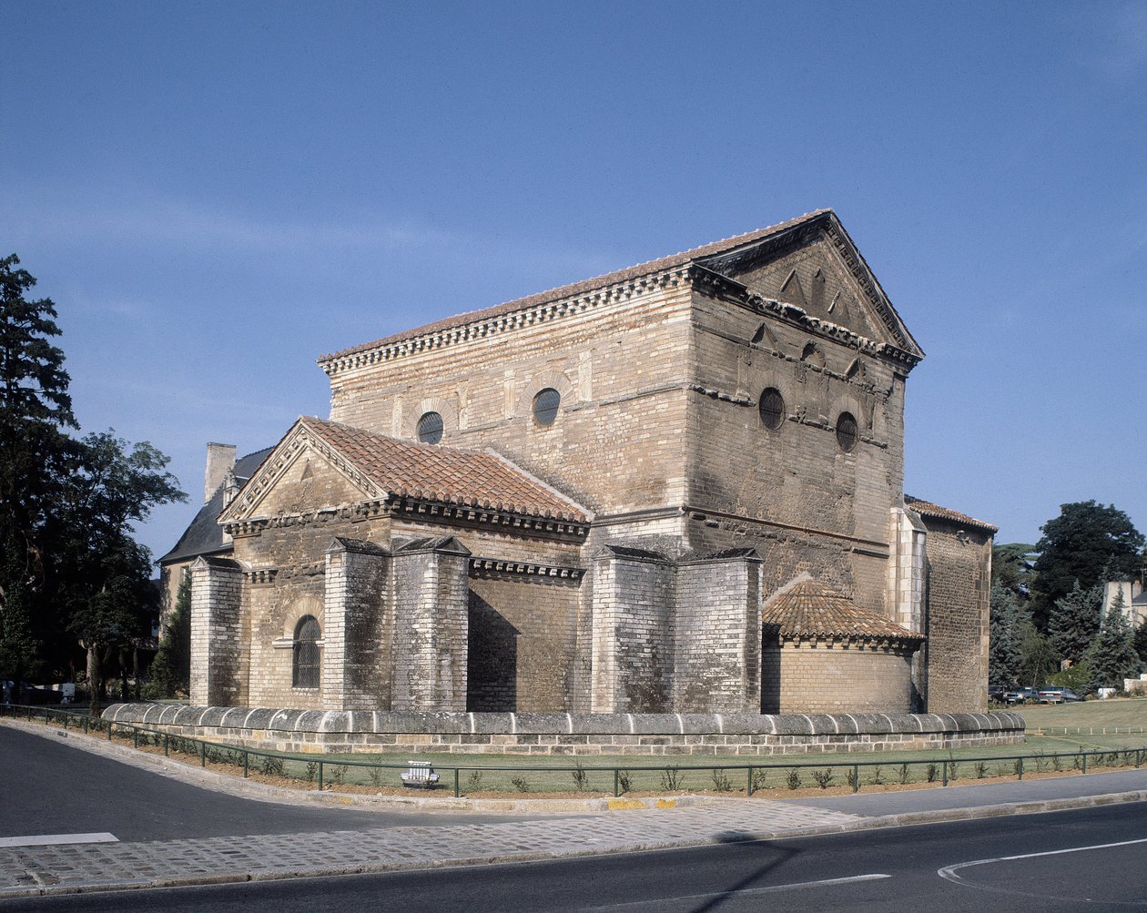 External view of the baptistery (4th century) by School Merovingian