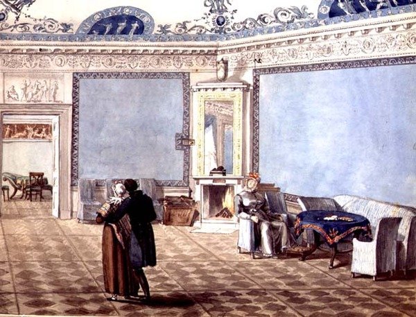 Neo-Classical Blue Drawing Room in St. Petersburg by School Russian