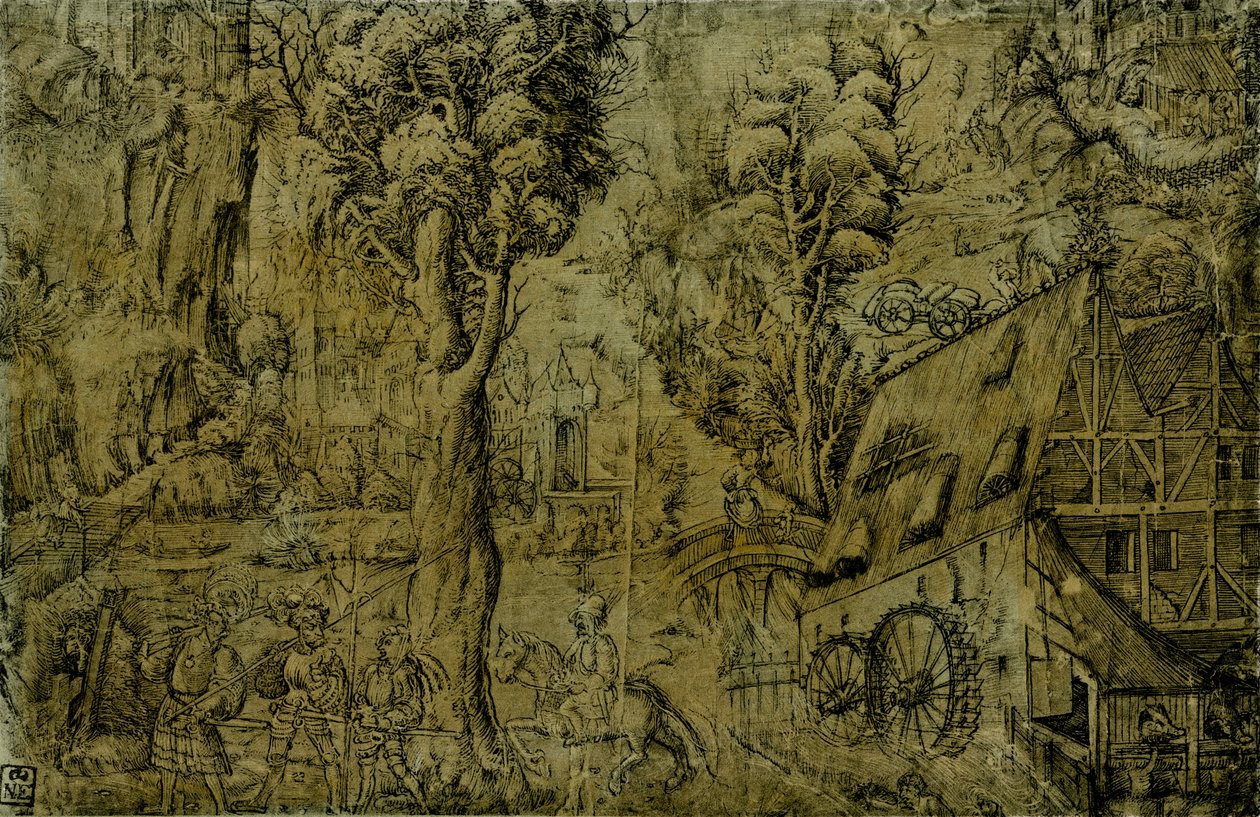 Landscape with Windmills by Sebald Baumhauer