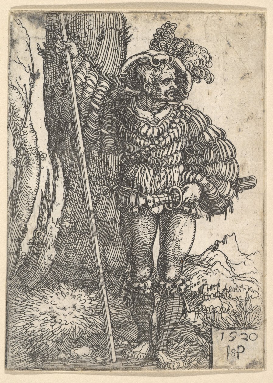 A Lansquenet Standing by a Tree by Sebald Beham
