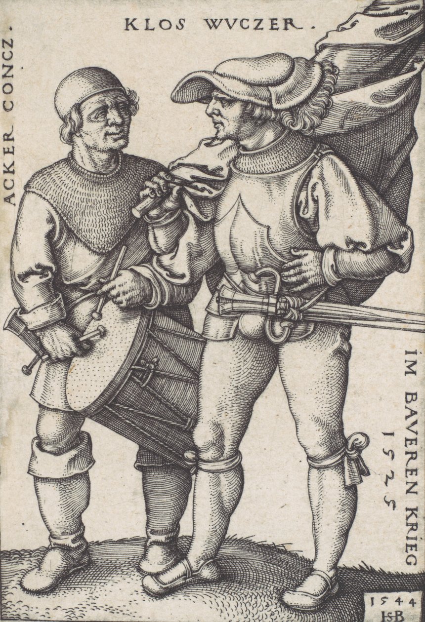 Standard Bearer and Drummer by Sebald Beham