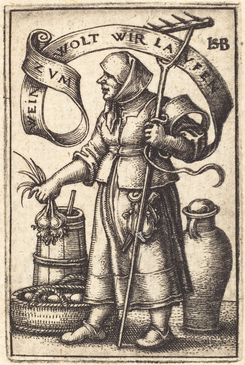 The Market Woman [right] by Sebald Beham