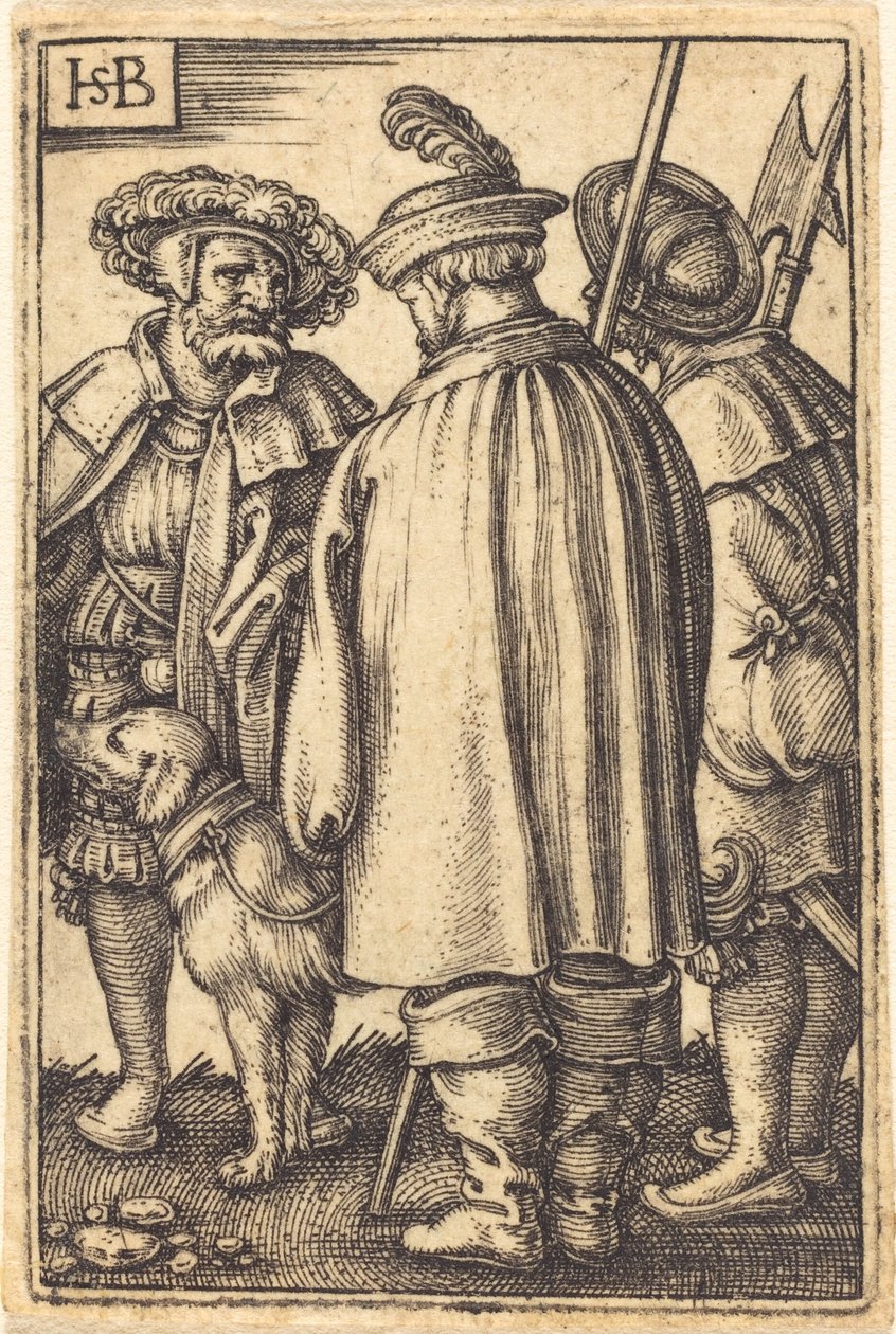Three Soldiers and a Dog by Sebald Beham