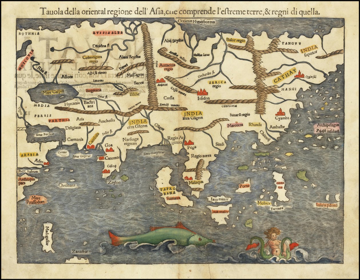 1550 Map of Asia by Sebastian Münster by Sebastian Munster