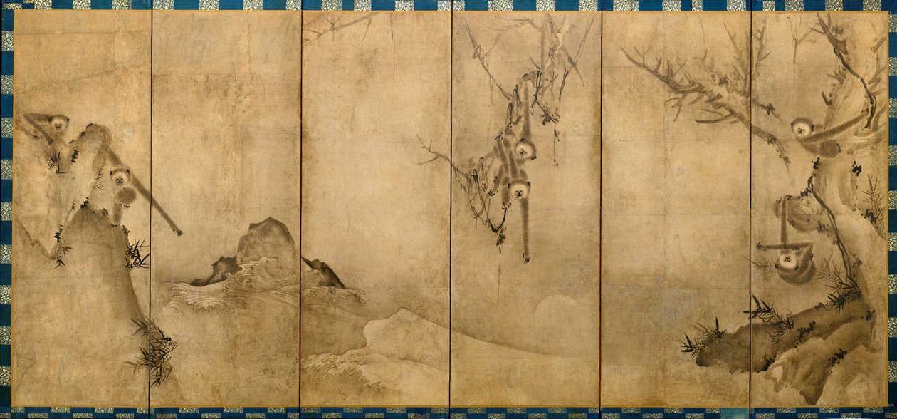 Gibbons in a Landscape by Sesson Shkei