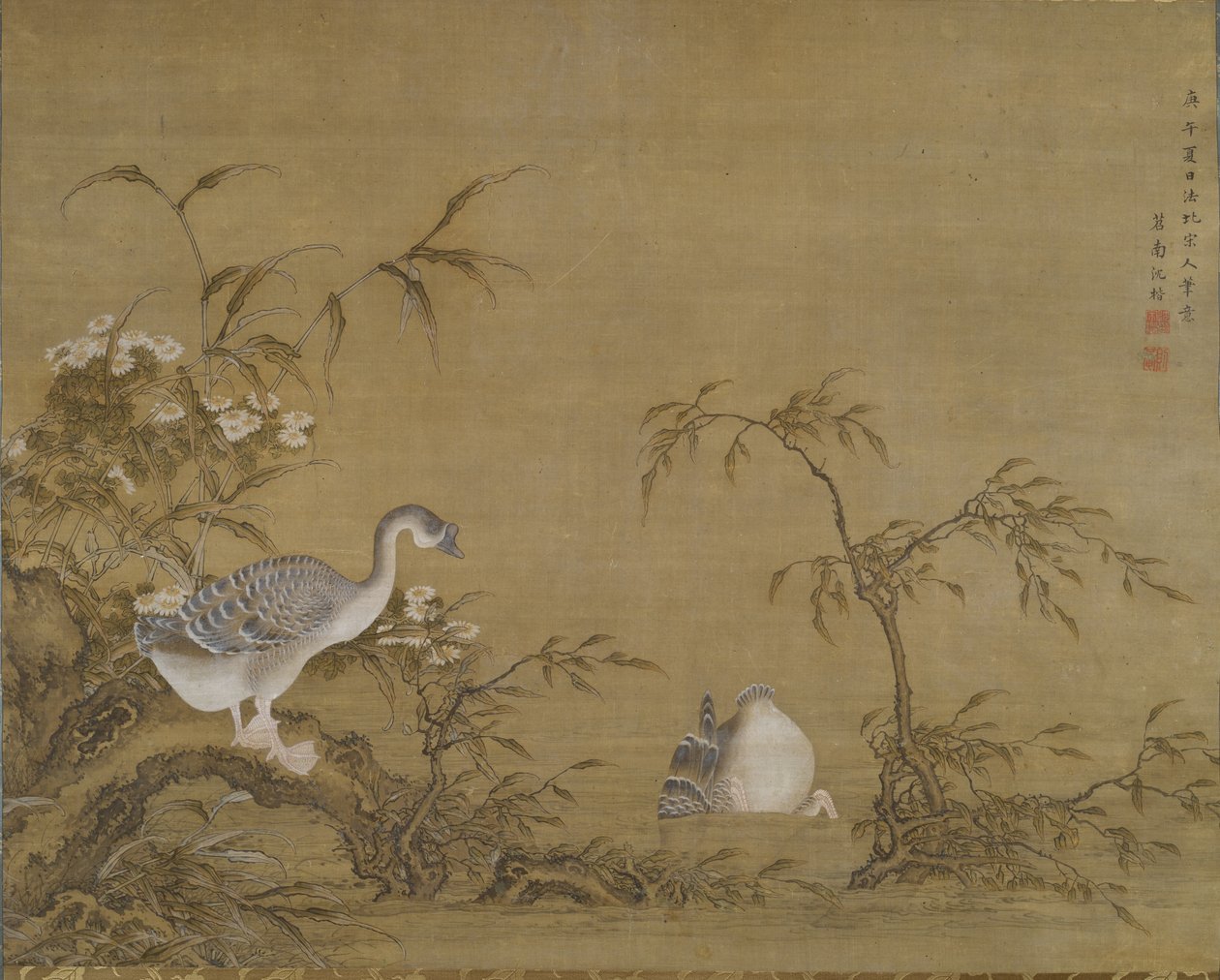 Geese on a Riverbank by Shen Kai