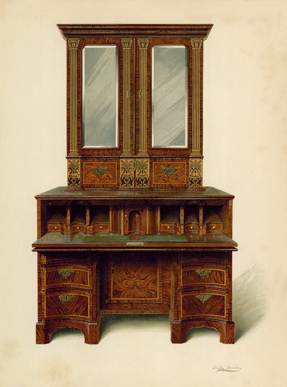 Walnut Inlaid Writing-Cabinet, Property of Alfred A. de Pass by Shirley Charles Llewellyn Slocombe