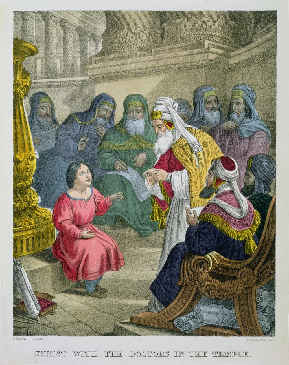 Christ with the Doctors in the Temple, from a Bible Printed by Edward Gover, 1870