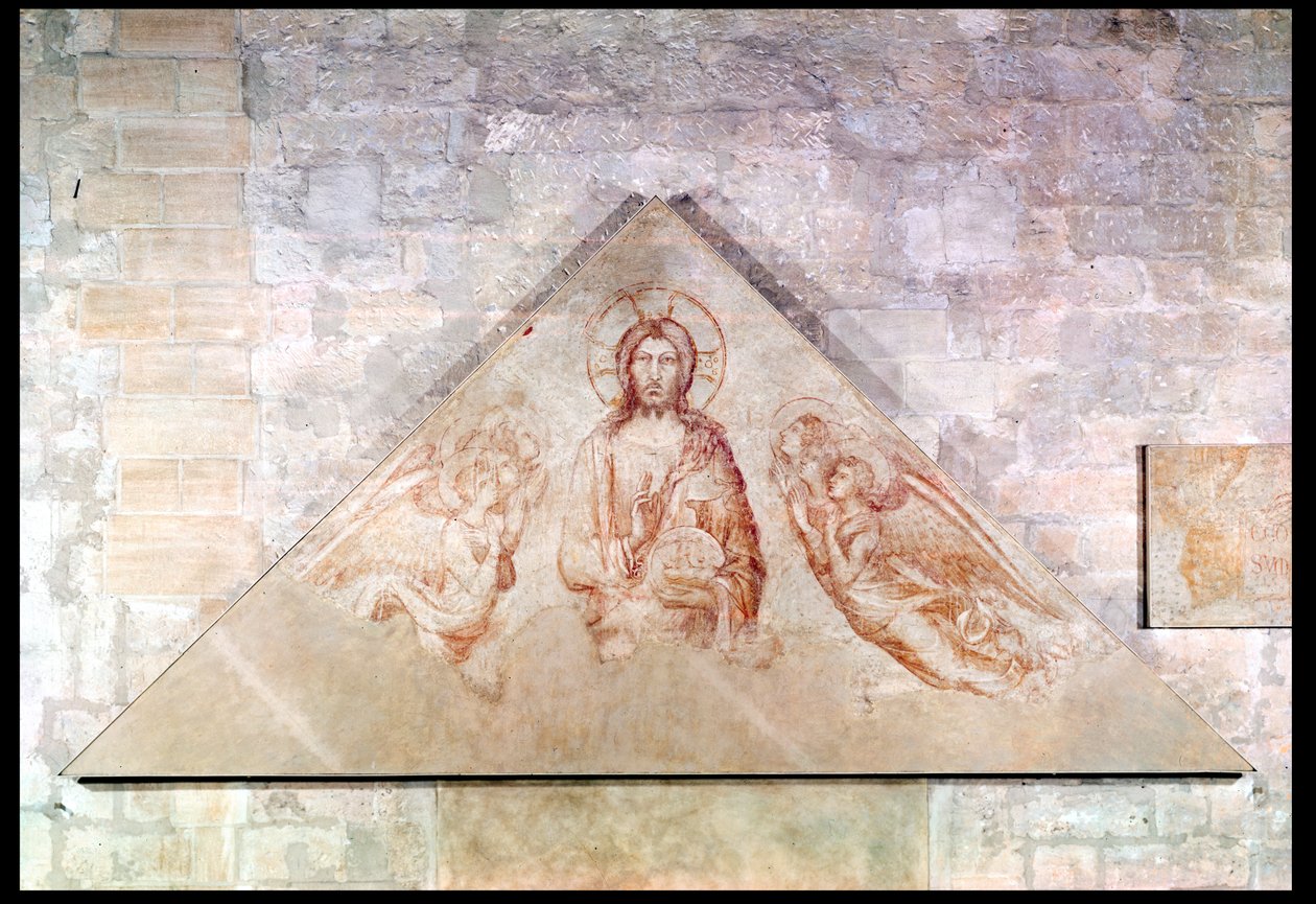 Tympanum depicting Christ the Redemptor surrounded by angels by Simone Martini