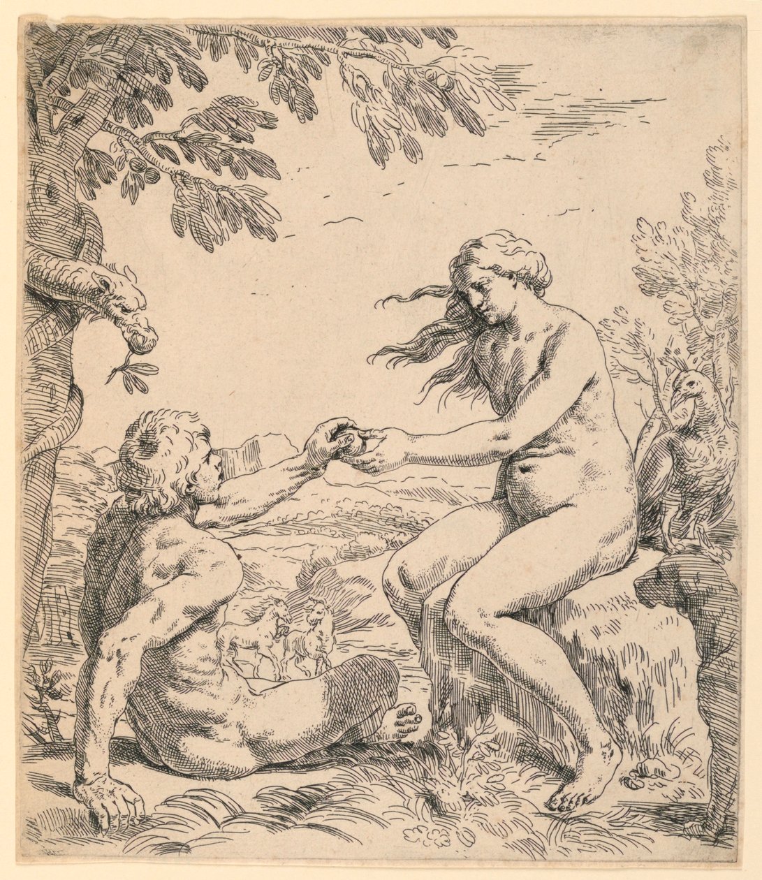 Adam and Eve by Simone Cantarini