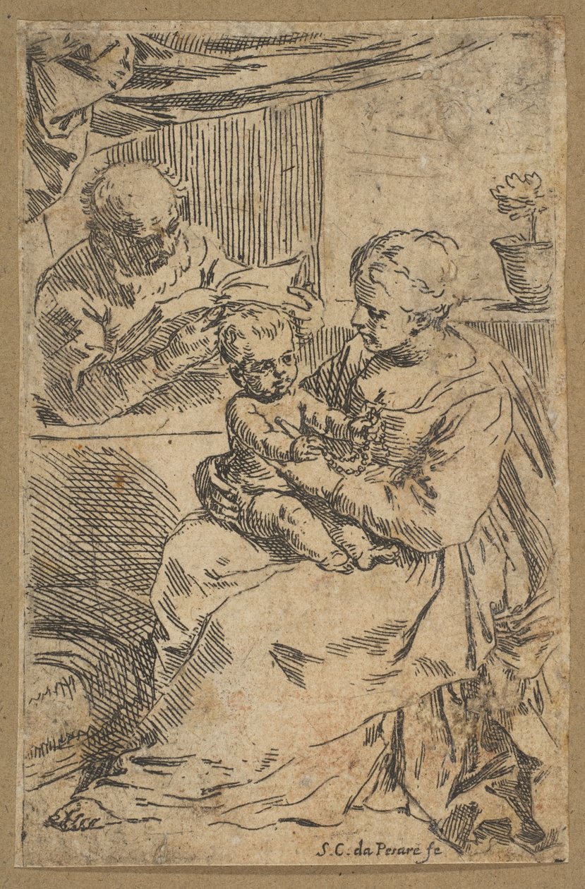 Holy Family with a Rosary by Simone Cantarini